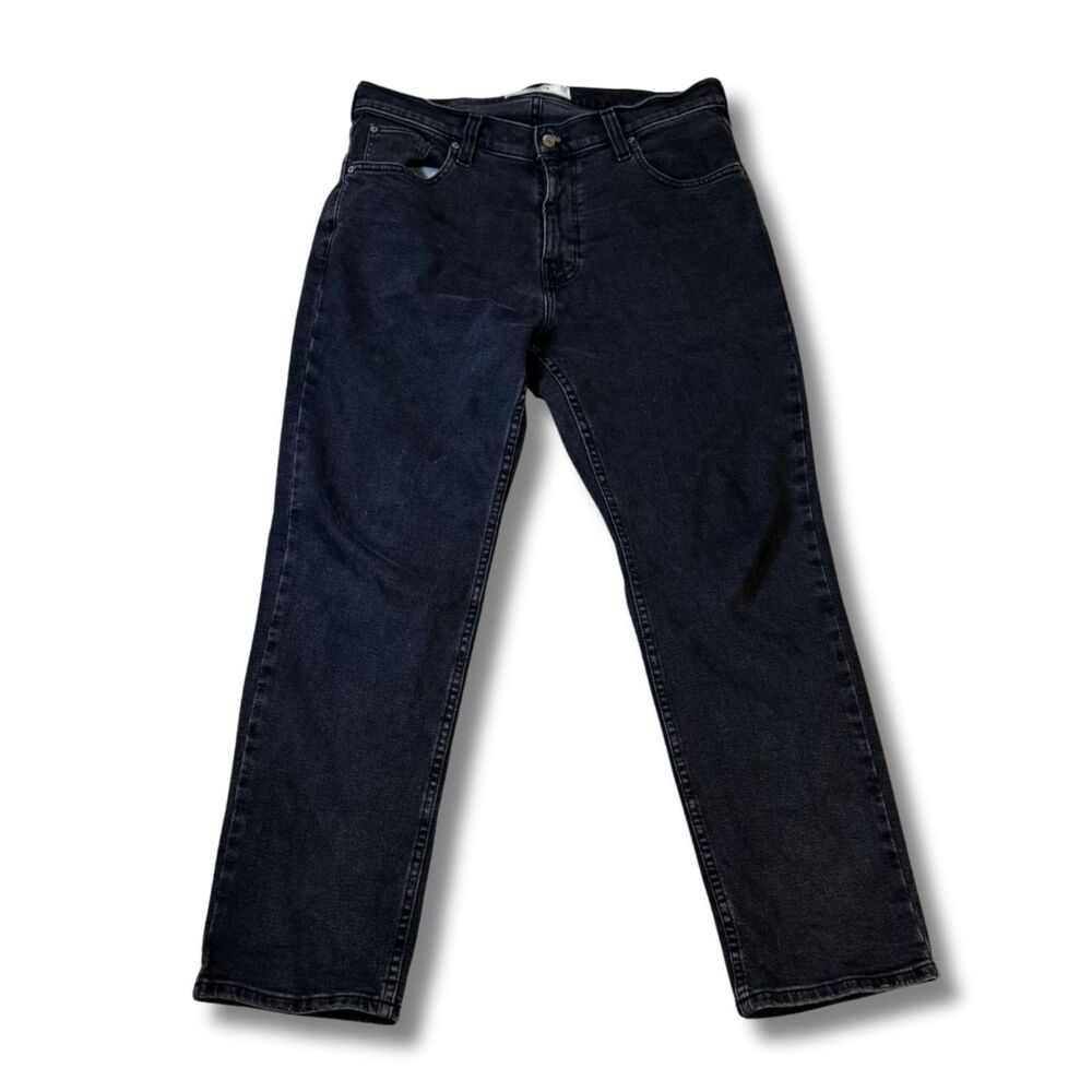 Hollister Mens Loose Leg Jeans 34x30 Black Denim Relaxed Fit 5 Pocket